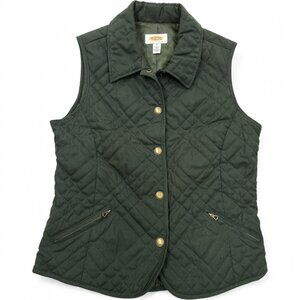 Talbots Olive Green Quilted Horse Riding Equestrian Vest Jacket Petites 0